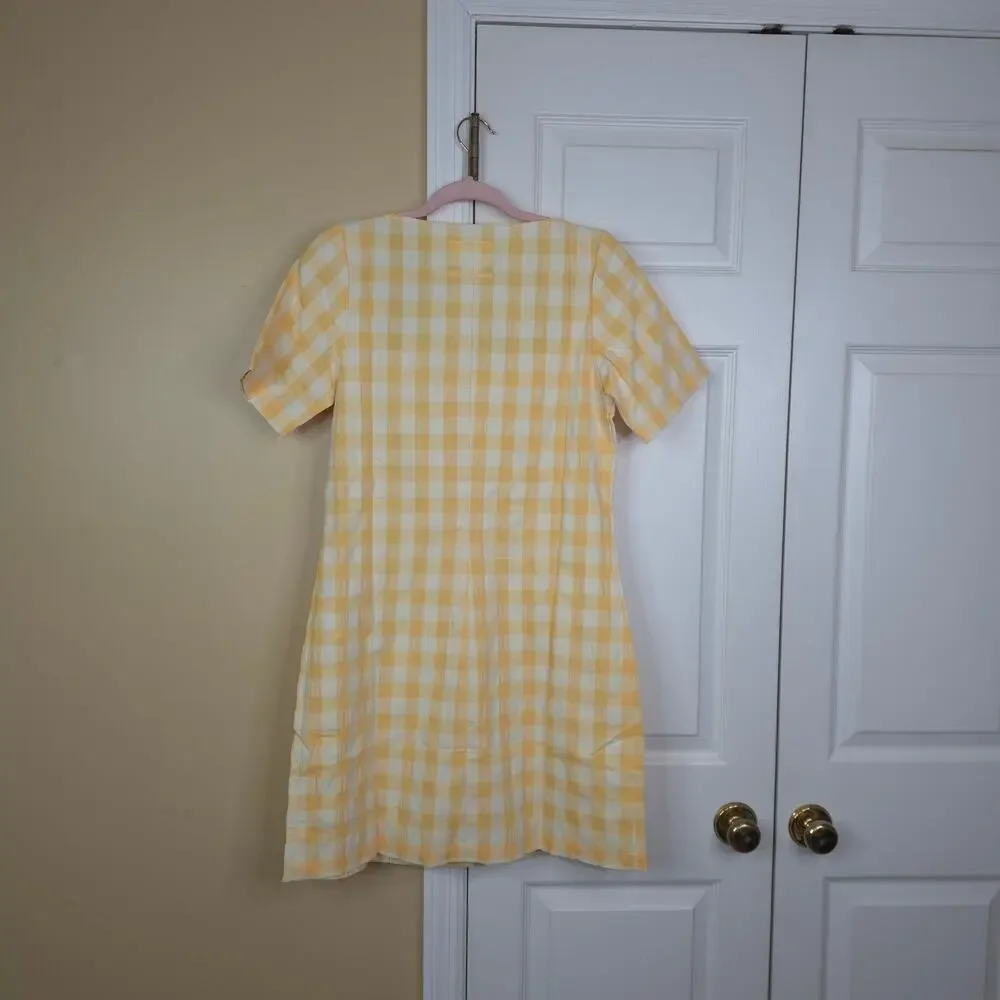 Rita Row Maria Mini Dress in Yellow White Gingham Size M - Picture 7 of 9